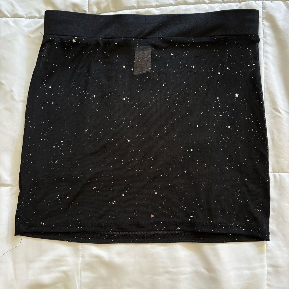 Iheartraves Black Starry Mesh Skirt